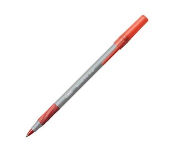 BIC Round Stic Grip Xtra Comfort Ballpoint Pen, Fine Point (0.8mm), Red, 12-Count