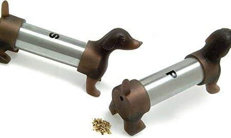 Kikkerland Dachshund Salt and Pepper Shakers, Brown/Silver - Image 4