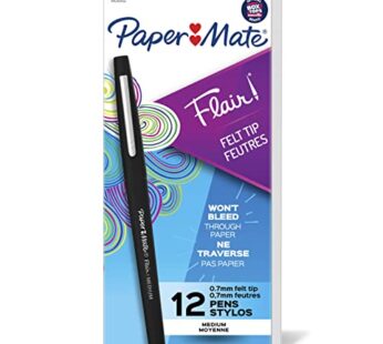 Paper Mate Flair Point-Guard Porous Point Pens, 12 Black Pens.