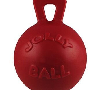 Jolly Pets Tug-n-Toss Heavy Duty Dog Toy Ball with Handle, 4.5 Inches/Small, Red
