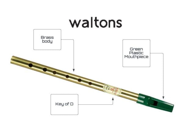 Waltons Brass Mellow Whistle - Key of D - For Beginners, Intermediates, & Experts - Authen - Image 3