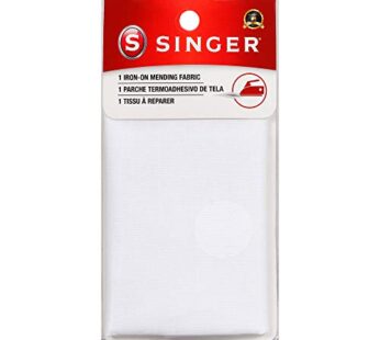 SINGER 00097 Iron-On Mending Fabric, Fabric Patch for Mending ClothesWhite, White