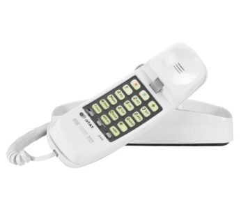 AT&T 210 Basic Trimline Corded Phone, No AC Power Required, Wall-Mountable, White