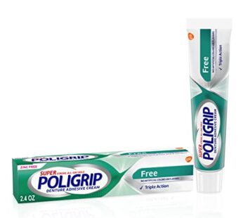 Super Poligrip Additive Free – Zinc Free Denture and Partials Adhesive Cream – 2.4oz