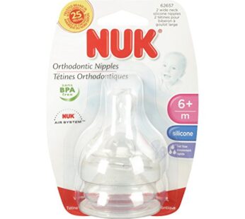 NUK Wide Neck Silicone Nipple, Fast Flow, Size 2, 2-Count (1 Package)