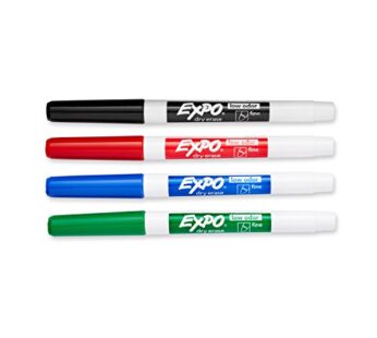 EXPO 86074 Low-Odor Dry Erase Markers, Fine Point, Assorted Colors, 4-Count