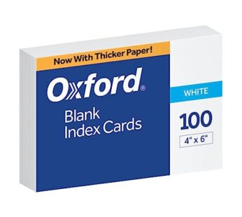 Oxford Blank Index Cards, 4″ x 6″, White, 100/Pack