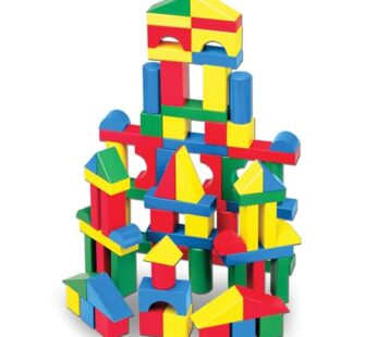 Melissa & Doug Wooden Building Blocks Set – 100 Blocks in 4 Colors and 9 Shapes – FSC Cert