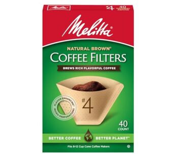 Melitta #4 Cone Coffee Filters, Unbleached Natural Brown, 40 Total Filters Count – Packagi