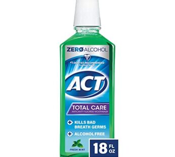 ACT Total Care Zero Alcohol Anticavity Fluoride Mouthwash 18 fl. oz. Kills Bad Breath Germ
