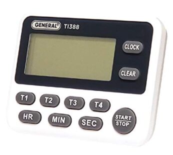 General Tools TI388 Digital Timer, Four Channel with Clock , White