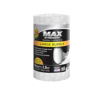 Duck Max Strength Bubble Cushioning Wrap for Moving & Shipping, 15 FT, Large Bubble Packin