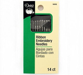 Dritz 56RE Ribbon Embroidery Hand Needles, Assorted Sizes, Nickel (14-Count)