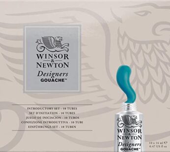 Winsor & Newton Designers’ Gouache Introductory 10-Tube Paint Set, 14ml,Blue,green,ivory,w