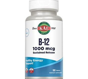 KAL Vitamin B12 1000mcg, Sustained Release Supplement for Healthy Energy, Metabolism, Hear