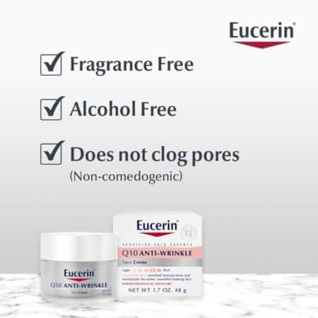 Eucerin Q10 Anti-Wrinkle Face Cream, Unscented Face Cream for Sensitive Skin, 1.7 Oz Jar - Image 4