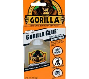 Gorilla White Gorilla Glue, Waterproof Polyurethane Glue, 2 Ounce Bottle, White, (Pack of