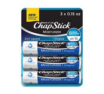 ChapStick Moisturizer Original Lip Balm Tubes, SPF 15 and Skin Protectant – 0.15 Oz (Pack