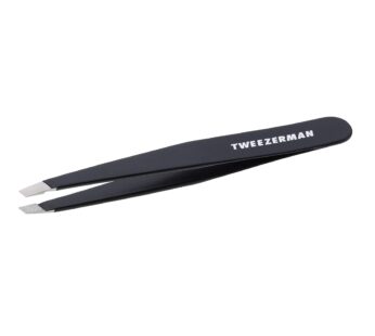 Tweezerman Stainless Steel Slant Tweezer – Eyebrow Tweezers for Women and Men (Black)