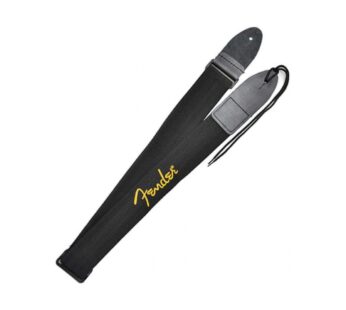 Fender Logo Guitar Strap, 2in, Black with Yellow Logo