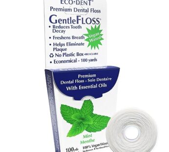 Eco-Dent GentleFloss Dental Floss, Waxed, Mint – Floss with Vegan Plant-Based Wax, Recycla