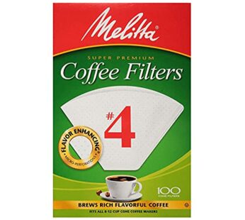 Melitta #4 Cone Coffee Filters, White, 100 Total Filters Count – Packaging May Vary