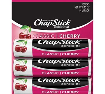 ChapStick Classic (1 Blister Pack of 3 Sticks, Cherry Flavor) Skin Protectant Flavored Lip