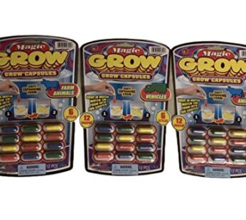 JA-RU Toys, Magic Grow Capsules (1 Pack, 12 Units) Sea Creatures, Zoo & Farm Animals, Dino