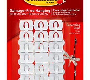 Command 17026 Decorating, White, 20 (17026-ES) 20PK Clip/Comm Adhesive, Clear