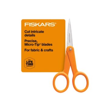 Fiskars Premier No. 5 Micro-Tip Orange-Handled Fabric Scissors – Double Loop Handle – Sewi