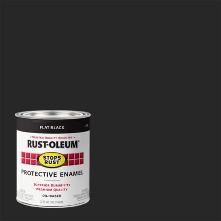 Rust-Oleum 7776502 Protective Enamel Paint Stops Rust, 32-Ounce, Flat Black, 1 Quarts (Pac - Image 2