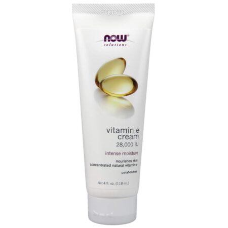 NOW Solutions, Vitamin E Cream 28,000 IU, Intense Moisture, Concentrated Vitamin E, 4-Ounc