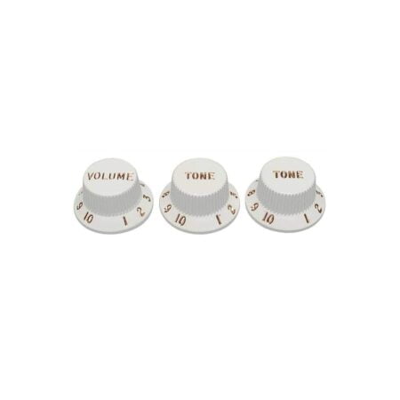 Fender Strat Knobs One Volume, Two Tone, White