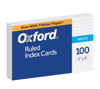 Oxford Ruled Index Cards, 5″ x 8″, White, 100/Pack (51)