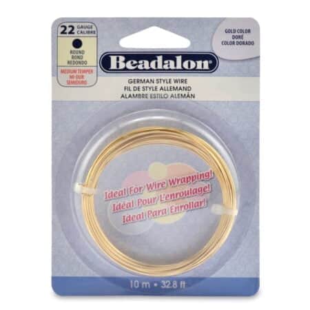 Beadalon German Style Wire for Jewelry Making, Round, Gold Color, 22 Gauge, 32.8 ft