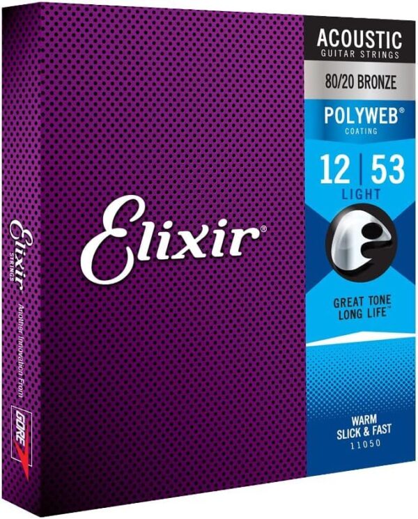 Elixir Strings, Acoustic Guitar Strings, 80/20 Bronze with POLYWEB Coating, Longest-Lastin - Image 3