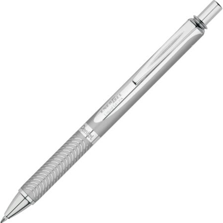 Pentel? EnerGel Alloy Retractable Gel Pens, Medium Point, 0.7 mm, Metallic Silver Barrel, - Image 2