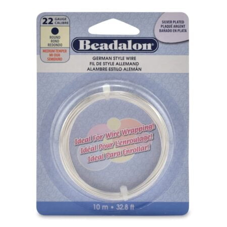 Beadalon German Style Wire for Jewelry Making, Round, Silver Plated, 22 Gauge, 32.8 ft