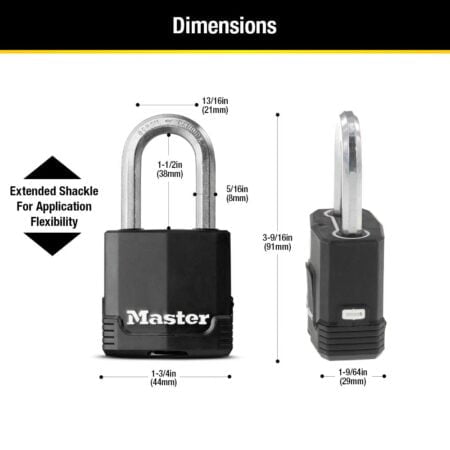 Master Lock Magnum Heavy Duty Outdoor Padlock with Key, 1 Pack, M115XDLF - Image 6