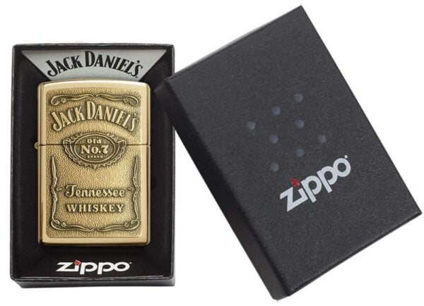 Zippo Jack Daniel's Tennessee Whiskey High Polish Brass Emblem Pocket Lighter 5 1/2 x 3 1/ - Image 5