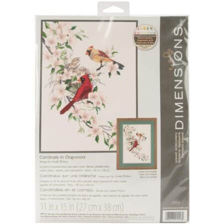 Dimensions Red Cardinal In Dogwood Crewel Embroidery Kit, 11'' W x 15'' H