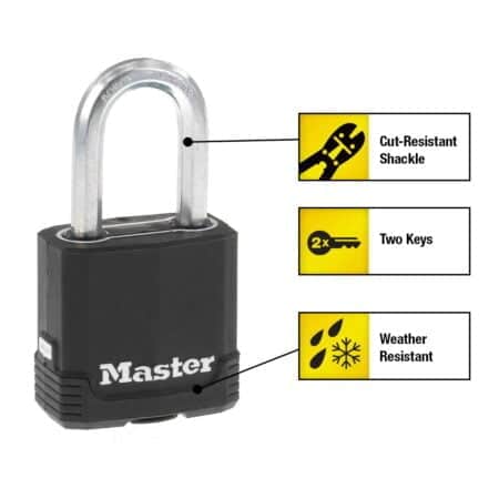 Master Lock Magnum Heavy Duty Outdoor Padlock with Key, 1 Pack, M115XDLF - Image 2