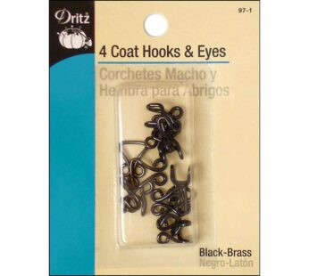 Dritz 97-1 Coat Hook & Eye Closures, Black-Brass 4-Count