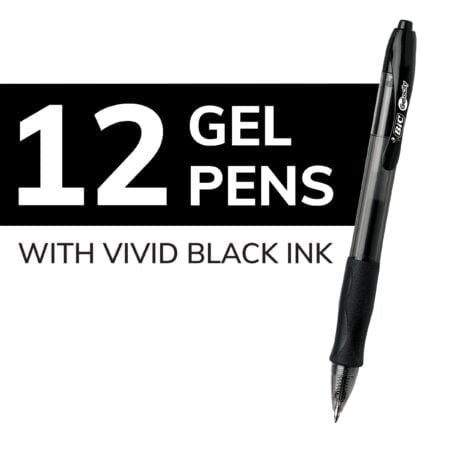 BIC Gelocity Original Black Gel Pens, Medium Point (0.7mm), 12-Count Pack, Retractable Gel - Image 2