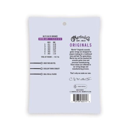 Martin Guitar Original Acoustic M175, 80/20 Bronze, Custom Light-Gauge Guitar Strings - Image 2