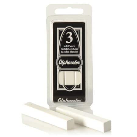 Quartet Derwent Alphacolor Round Soft Pastels, White, 3 Pastels per Pack (105W)