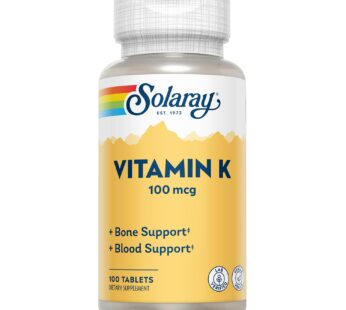 Solaray Vitamin K-1 100mcg | Healthy Bone Structure, Blood Clotting, Protein Synthesis Sup