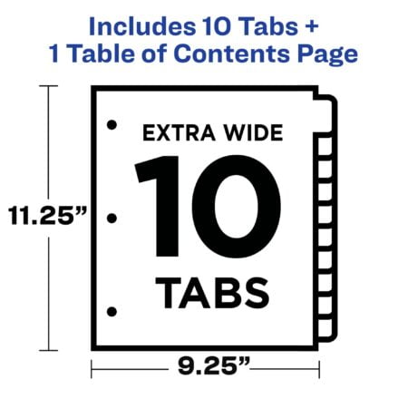 Avery Extra-Wide Ready Index Dividers for 3 Ring Binders, 10 Tab Set, Printable Table of C - Image 3