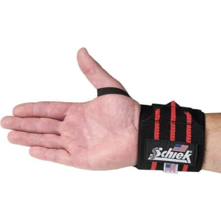 Schiek Sports Model 1112 Heavy Duty 12" Wrist Wraps - Black/Red - Image 4