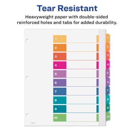 Avery Extra-Wide Ready Index Dividers for 3 Ring Binders, 10 Tab Set, Printable Table of C - Image 6